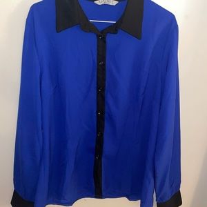 Royal blue button down blouse